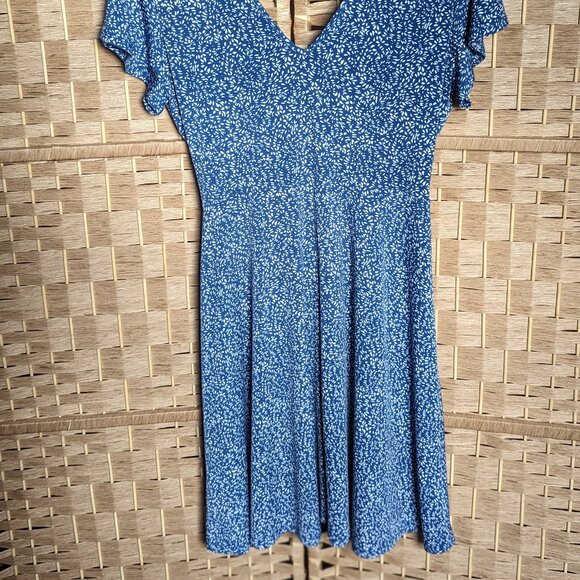 Midi Dress, Blue and White - Picture 2 of 4